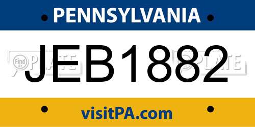 JEB1882 Pennsylvania License Plate