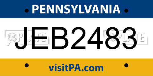 JEB2483 Pennsylvania License Plate