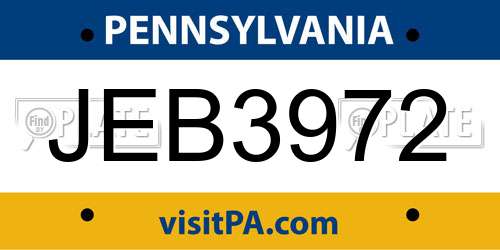 JEB3972 Pennsylvania License Plate