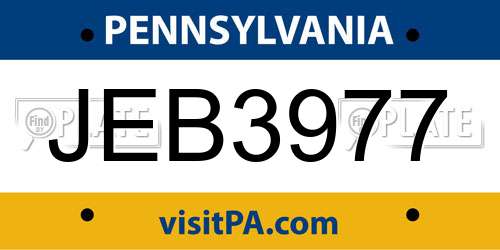 JEB3977 Pennsylvania License Plate