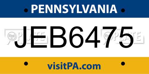 JEB6475 Pennsylvania License Plate