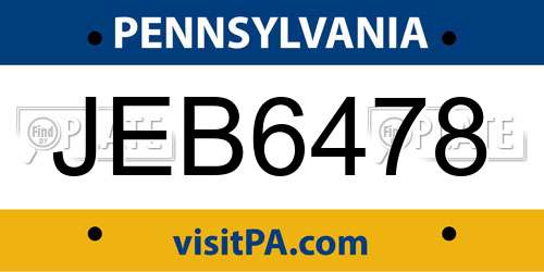 JEB6478 Pennsylvania License Plate