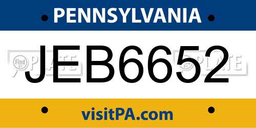 JEB6652 Pennsylvania License Plate