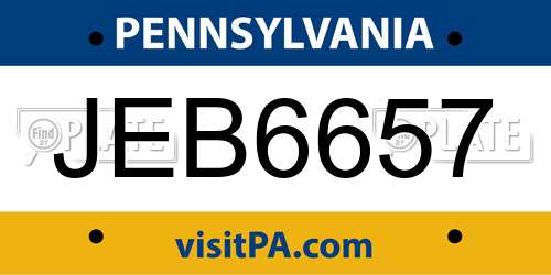 JEB6657 Pennsylvania License Plate