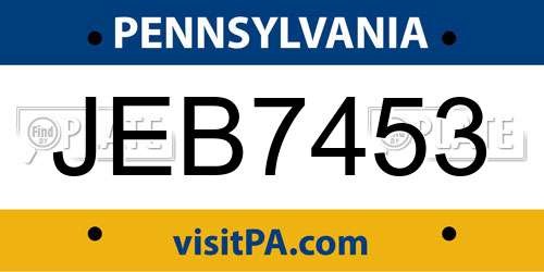 JEB7453 Pennsylvania License Plate