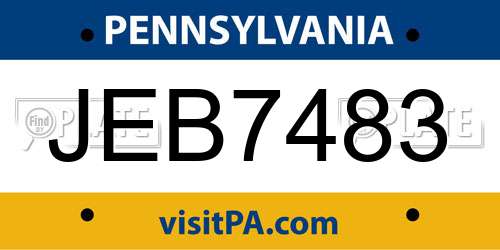 JEB7483 Pennsylvania License Plate