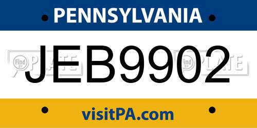 JEB9902 Pennsylvania License Plate