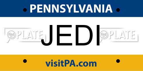 JEDI Pennsylvania License Plate