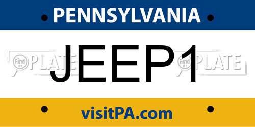 JEEP1 Pennsylvania License Plate