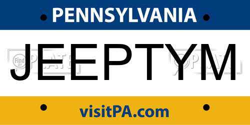 JEEPTYM Pennsylvania License Plate