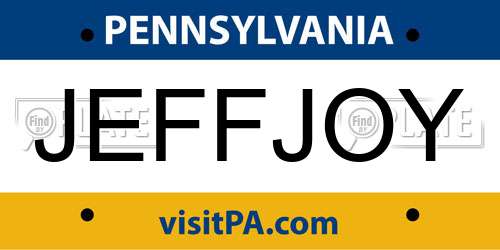 JEFFJOY Pennsylvania License Plate