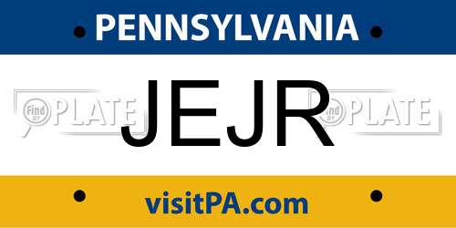 JEJR Pennsylvania License Plate