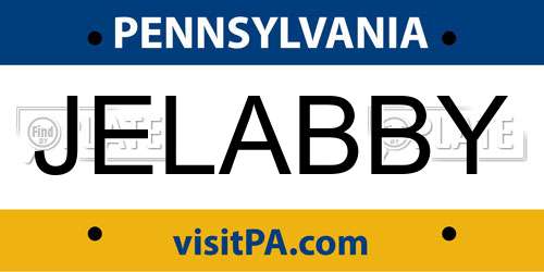 JELABBY Pennsylvania License Plate