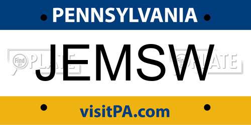 JEMSW Pennsylvania License Plate