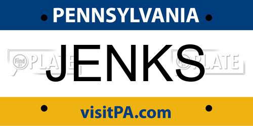 JENKS Pennsylvania License Plate