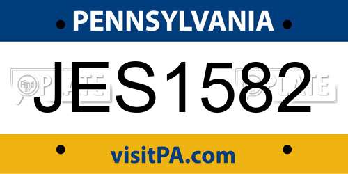 JES1582 Pennsylvania License Plate