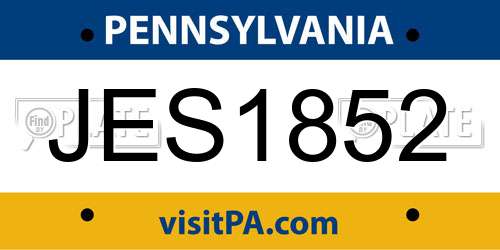 JES1852 Pennsylvania License Plate