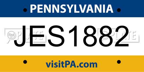 JES1882 Pennsylvania License Plate