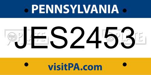 JES2453 Pennsylvania License Plate