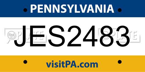 JES2483 Pennsylvania License Plate
