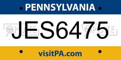JES6475 Pennsylvania License Plate