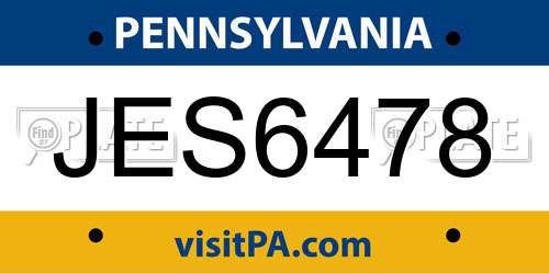 JES6478 Pennsylvania License Plate