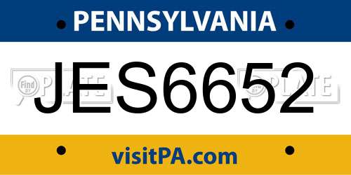 JES6652 Pennsylvania License Plate
