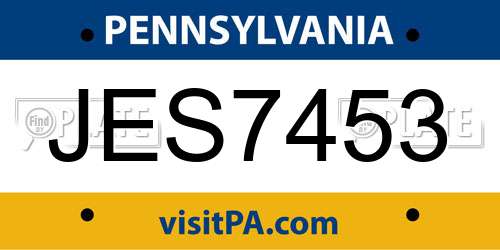 JES7453 Pennsylvania License Plate