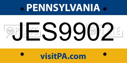 JES9902 Pennsylvania License Plate