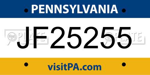 JF25255 Pennsylvania License Plate