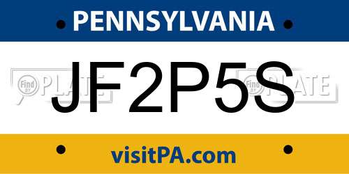 JF2P5S Pennsylvania License Plate