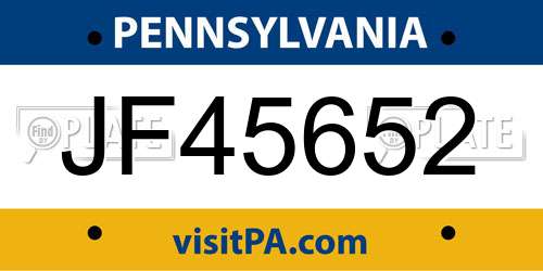 JF45652 Pennsylvania License Plate