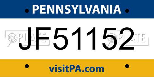 JF51152 Pennsylvania License Plate