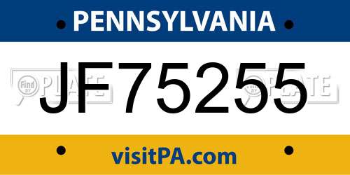 JF75255 Pennsylvania License Plate