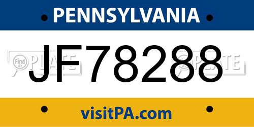 JF78288 Pennsylvania License Plate