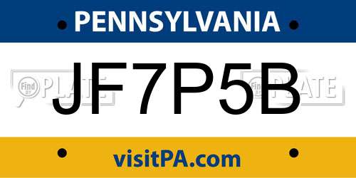 JF7P5B Pennsylvania License Plate