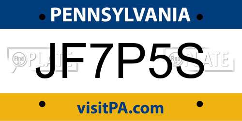 JF7P5S Pennsylvania License Plate