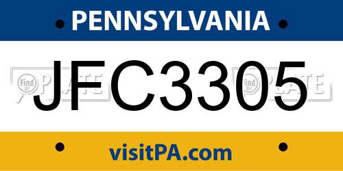 JFC3305 Pennsylvania License Plate