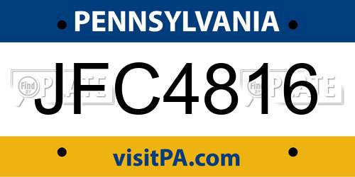 JFC4816 Pennsylvania License Plate