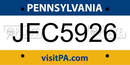 JFC5926 Pennsylvania License Plate