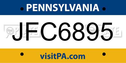 JFC6895 Pennsylvania License Plate