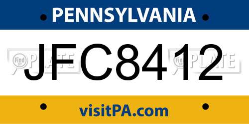 JFC8412 Pennsylvania License Plate