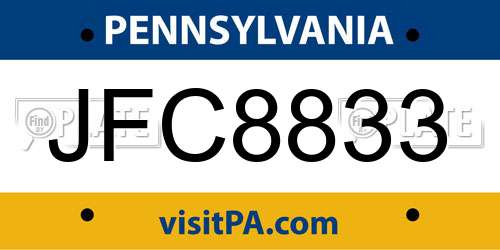 JFC8833 Pennsylvania License Plate