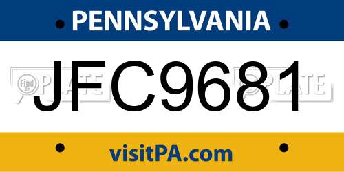 JFC9681 Pennsylvania License Plate