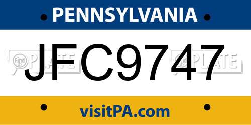 JFC9747 Pennsylvania License Plate