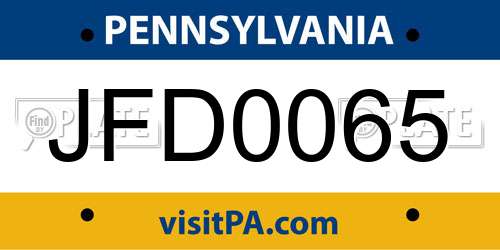 JFD0065 Pennsylvania License Plate