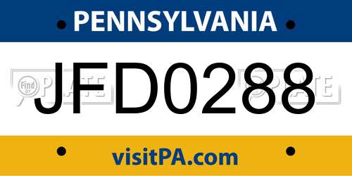 JFD0288 Pennsylvania License Plate