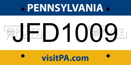 JFD1009 Pennsylvania License Plate