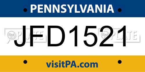 JFD1521 Pennsylvania License Plate