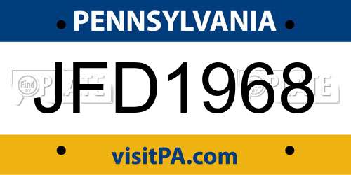 JFD1968 Pennsylvania License Plate